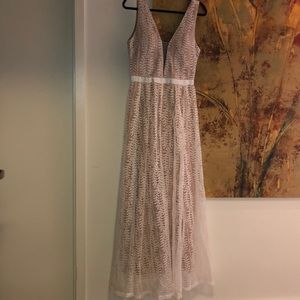 plunge neck lace maxi